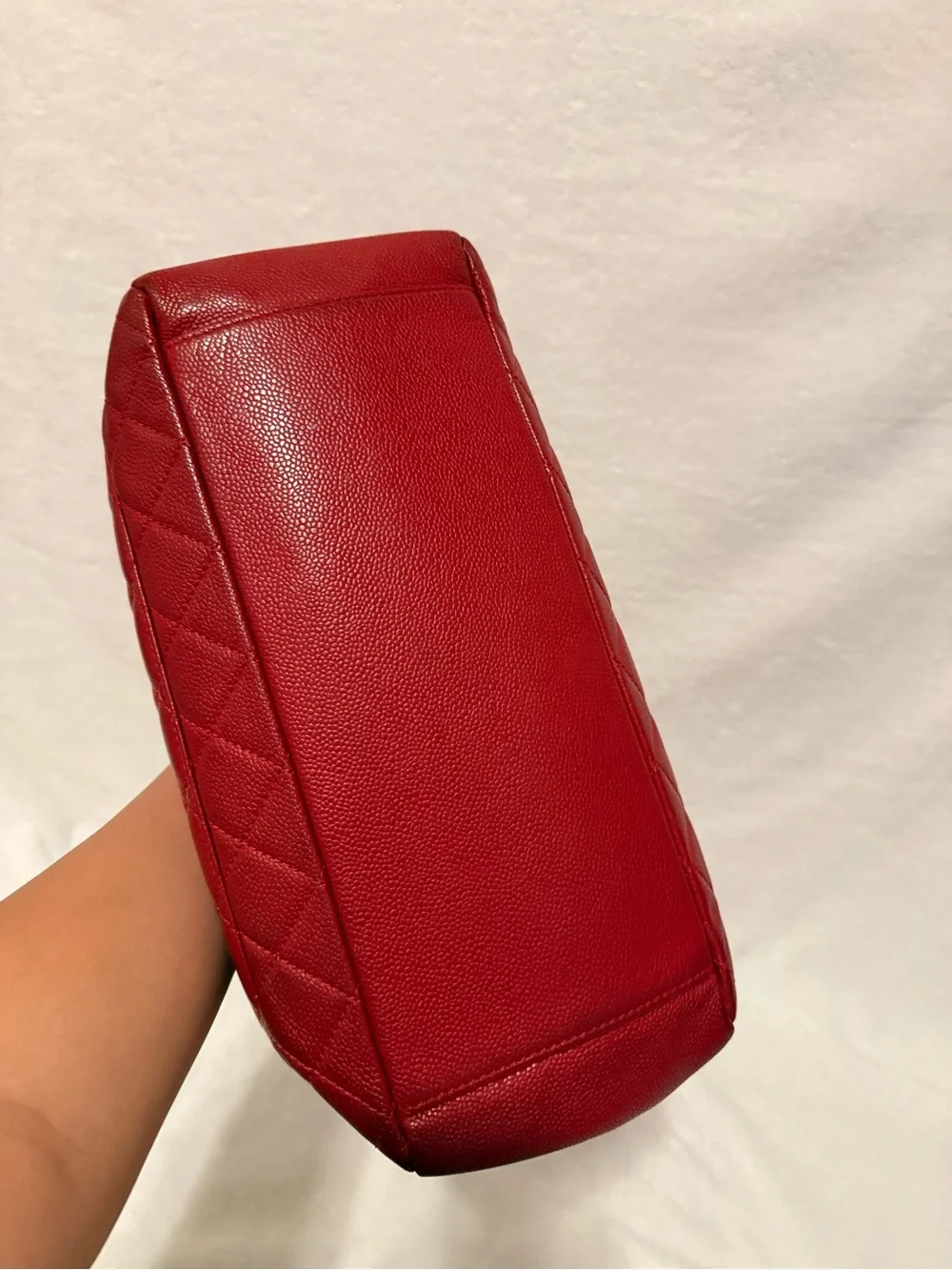 Chanel Grand Shopping Tote GST Red Quilted Caviar Leather w/ Entrupy COA